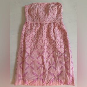 J. Crew Pink Pleated Strapless Dress